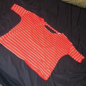 Red white striped Soprano top open back xs